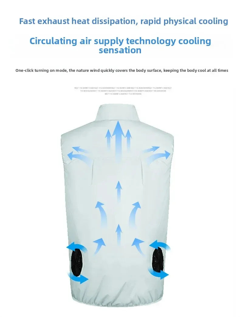 Men’s USB  and women Charging Cooling Fan Vest – Sleeveless Hooded Outdoor Jacket