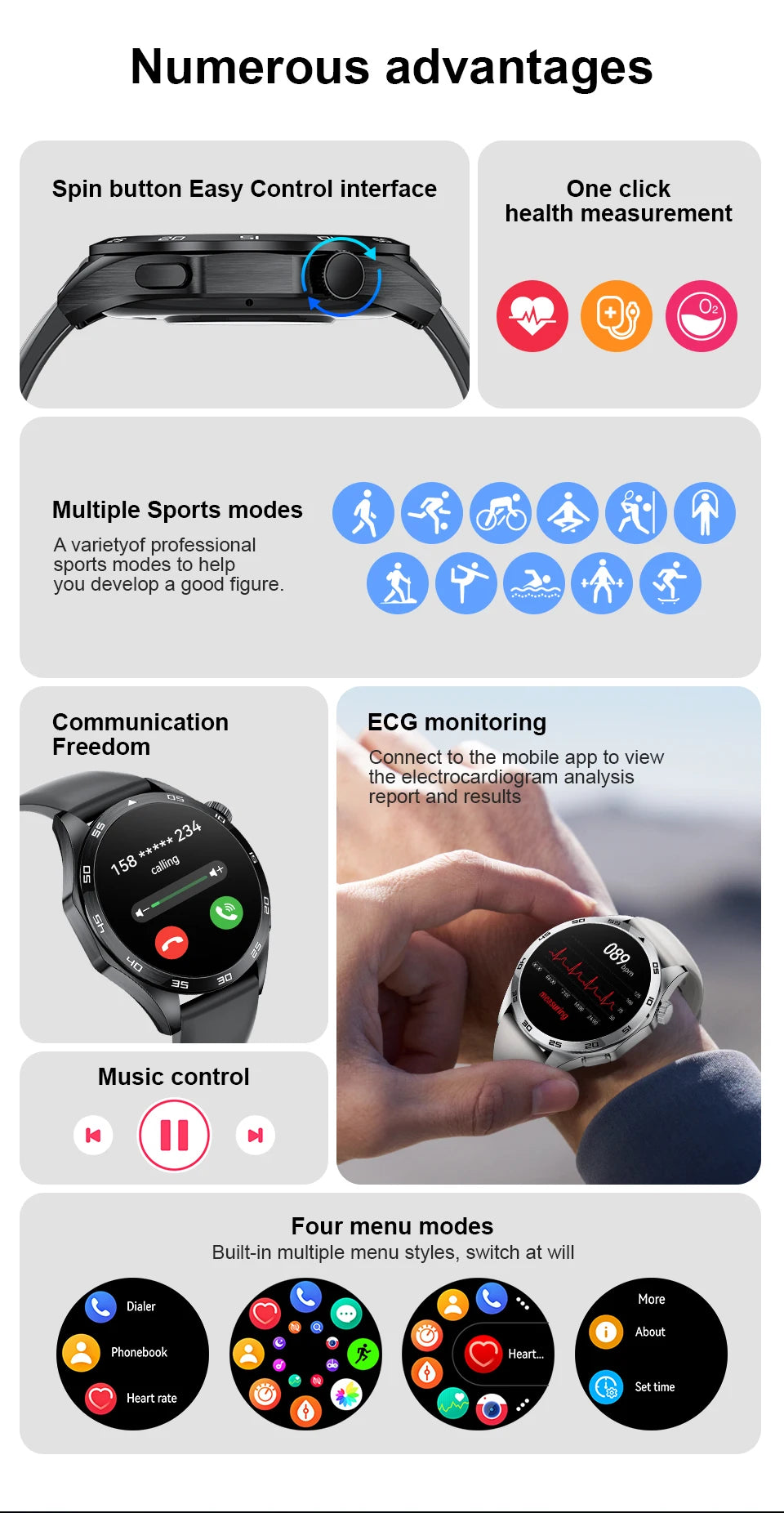 LIGE GT4 Pro Men's Smartwatch – ECG, Heart Rate, Bluetooth Call, Sports & Fitness Tracker for Android & iOS