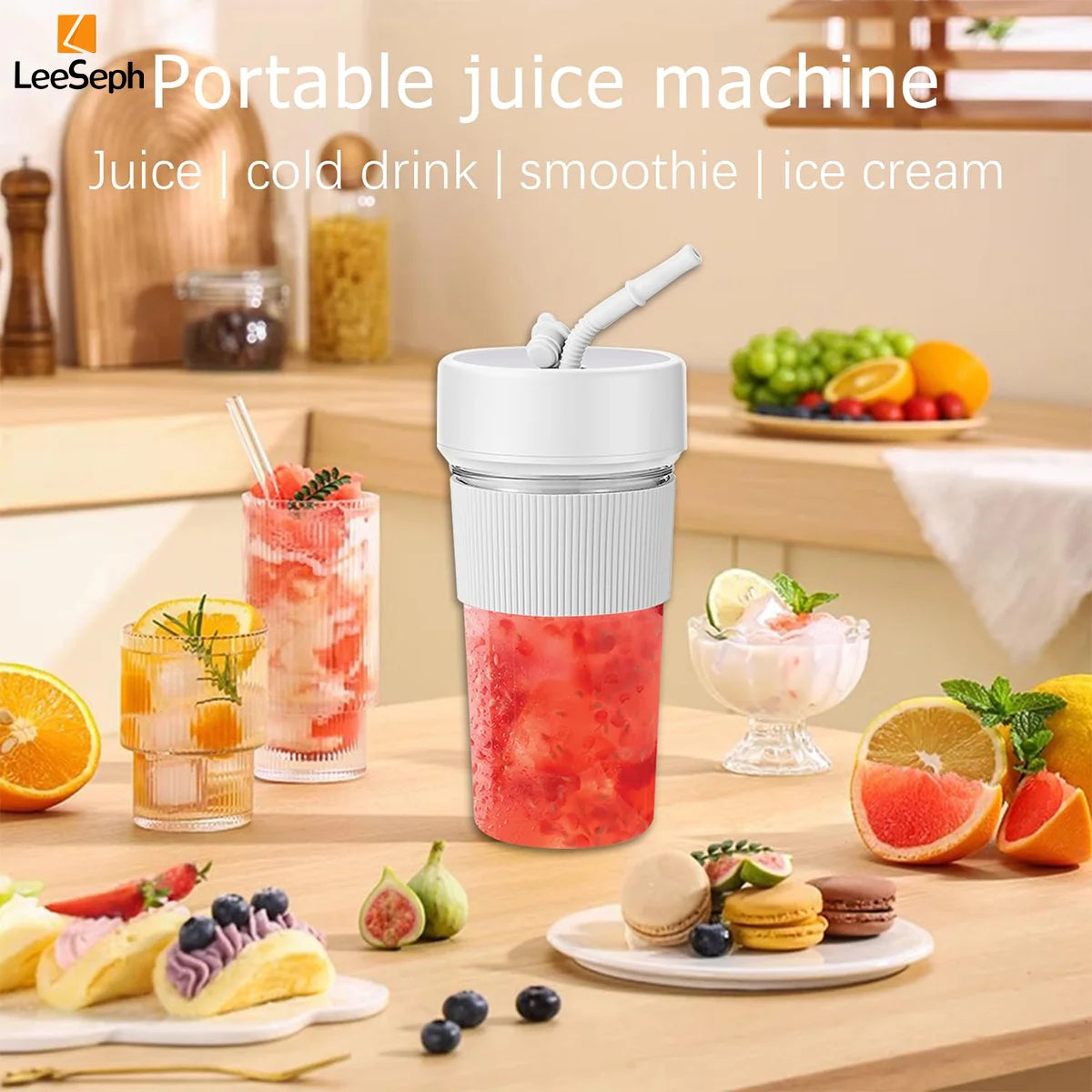 Portable Electric Blender Cup – Mini Juicer for Shakes & Smoothies, Ideal for Home, Gym & Office