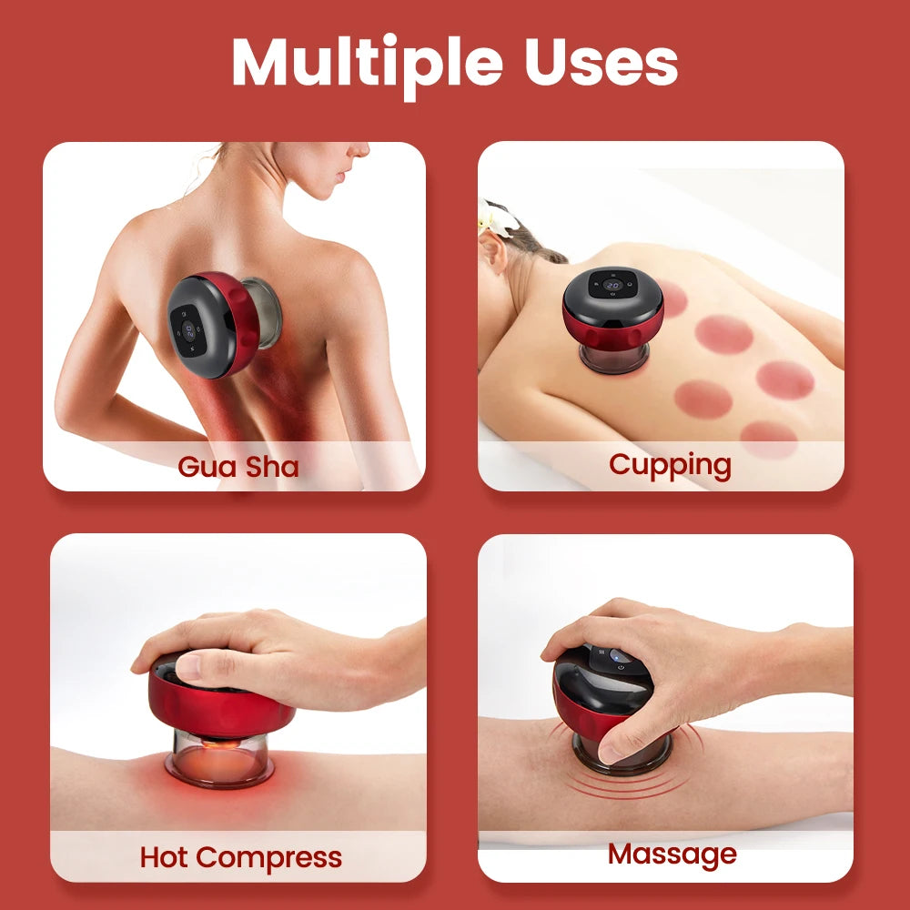 Rechargeable Electric Cupping Therapy Set – 6/12 Level Guasha Massager & Fat Burner