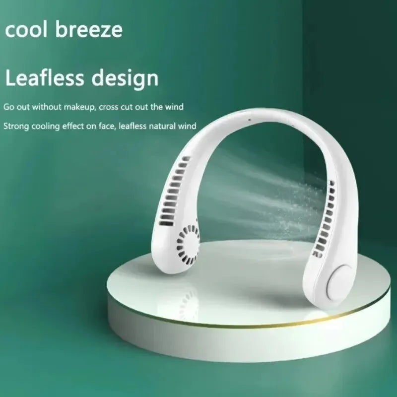 Mini Neck-Mounted Bladeless Fan – 3-Speed Rechargeable Wearable Cooler