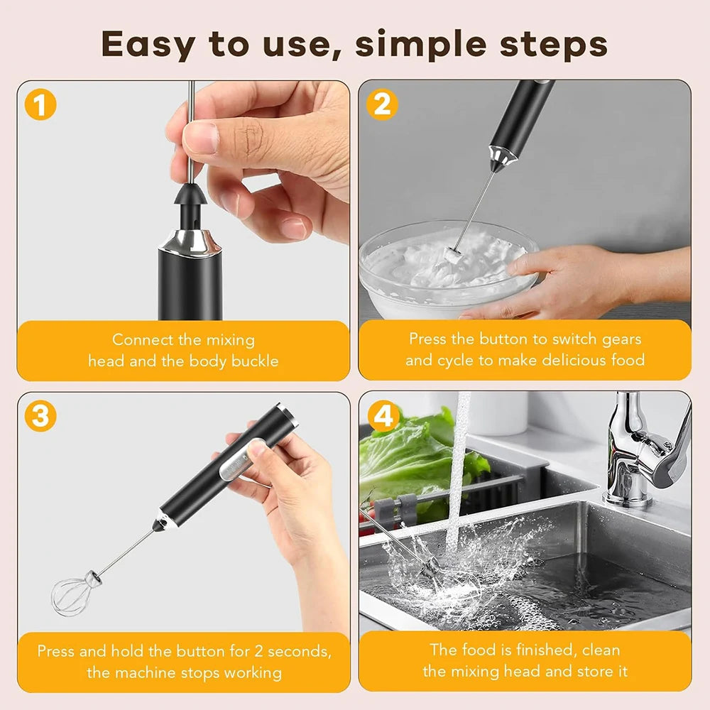 Electric Handheld Milk Frother – Drink Mixer & Egg Whisk for Coffee, Matcha, and Cappuccino          Ask ChatGPT