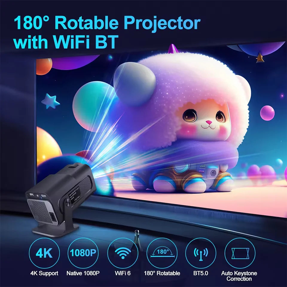 KaiAqua HY320 Pro 4K Projector – Android 13, Dual WiFi 6, 390ANSI Lumens