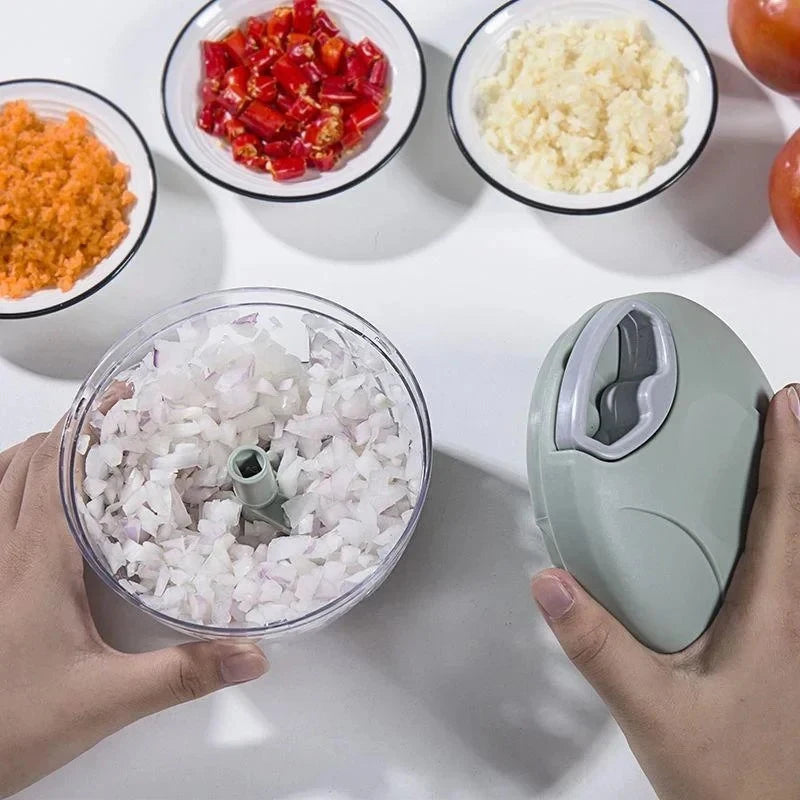 Manual Garlic Chopper & Vegetable Cutter – 200/500/900ML Hand-Pull Food Slicer & Crusher for Kitchen Use