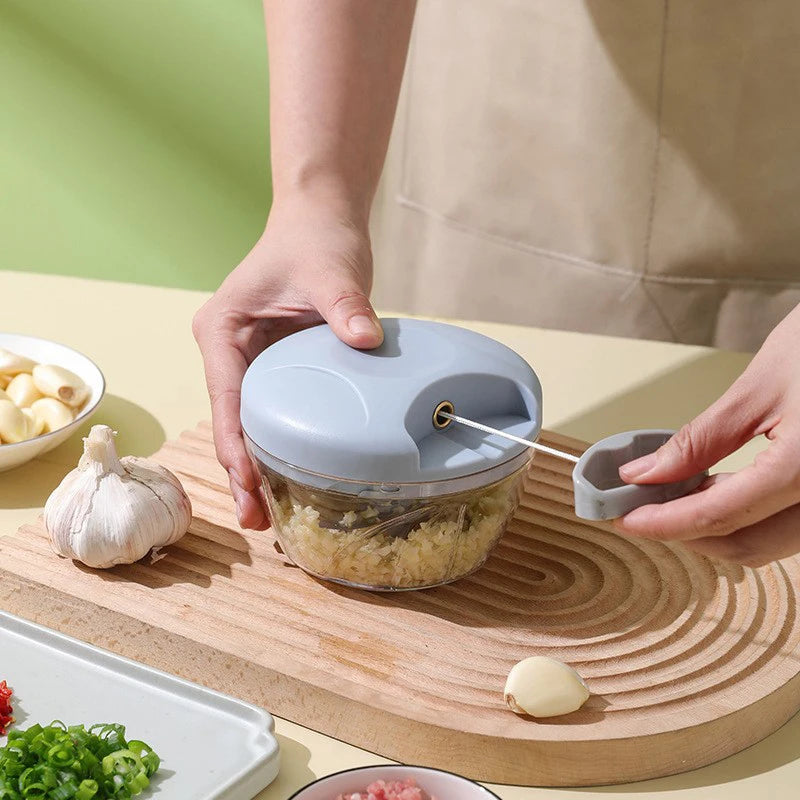 Manual Garlic Chopper & Vegetable Cutter – 200/500/900ML Hand-Pull Food Slicer & Crusher for Kitchen Use