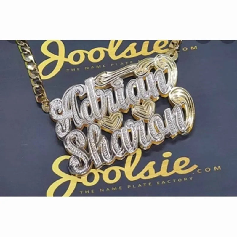 3D Custom Name Necklace – Hip Hop Double Color Gold Plated Pendant
