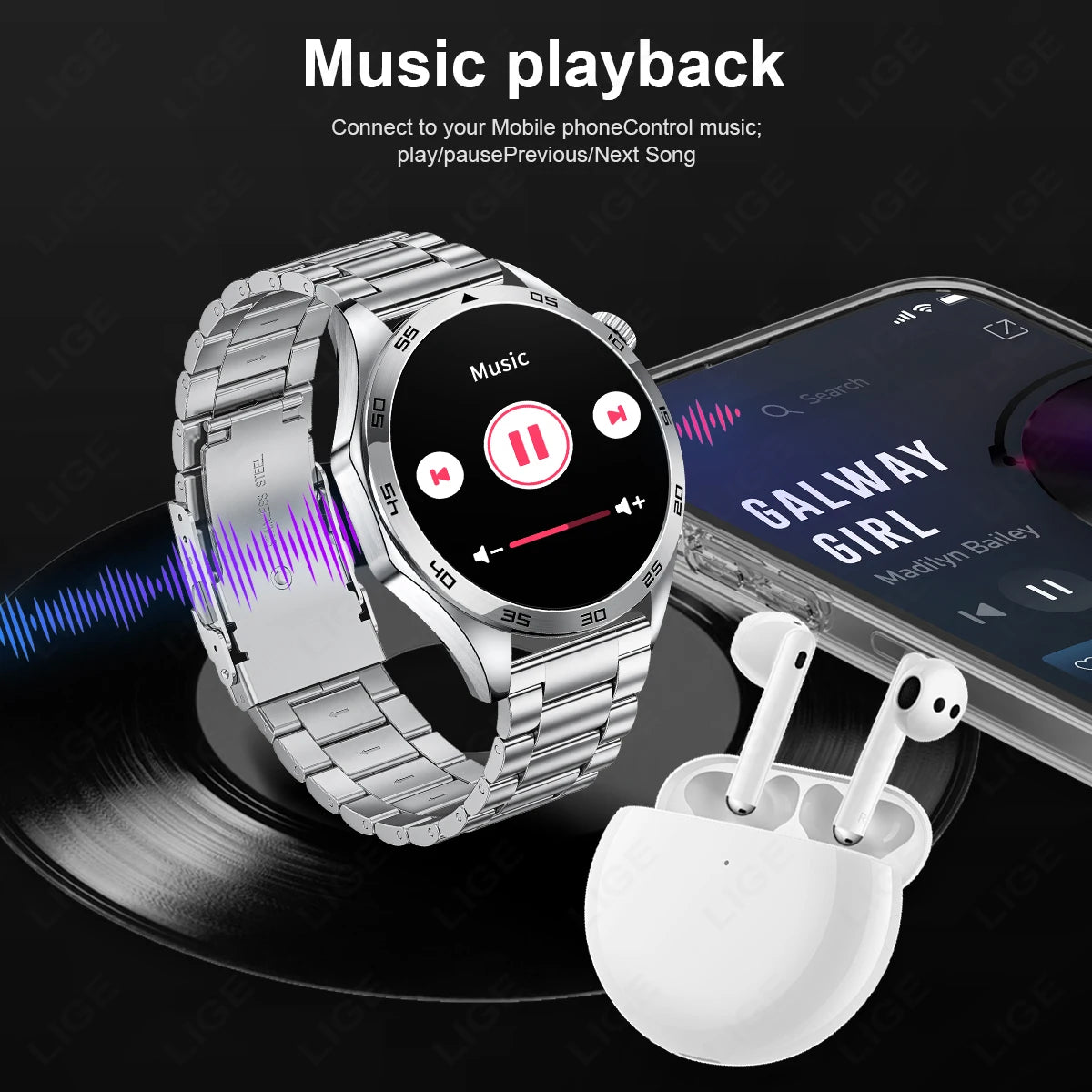 LIGE GT4 Pro Men's Smartwatch – ECG, Heart Rate, Bluetooth Call, Sports & Fitness Tracker for Android & iOS