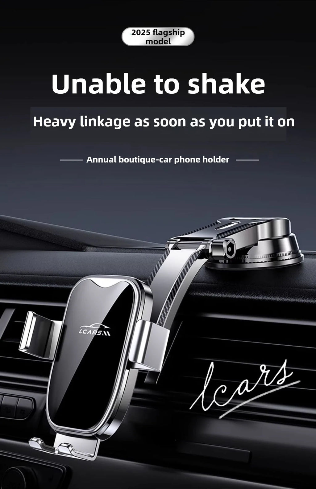 Adjustable Car Phone Holder – Universal Mount for Dashboard & Vent, Compatible with All Smartphones & Vehicle Models