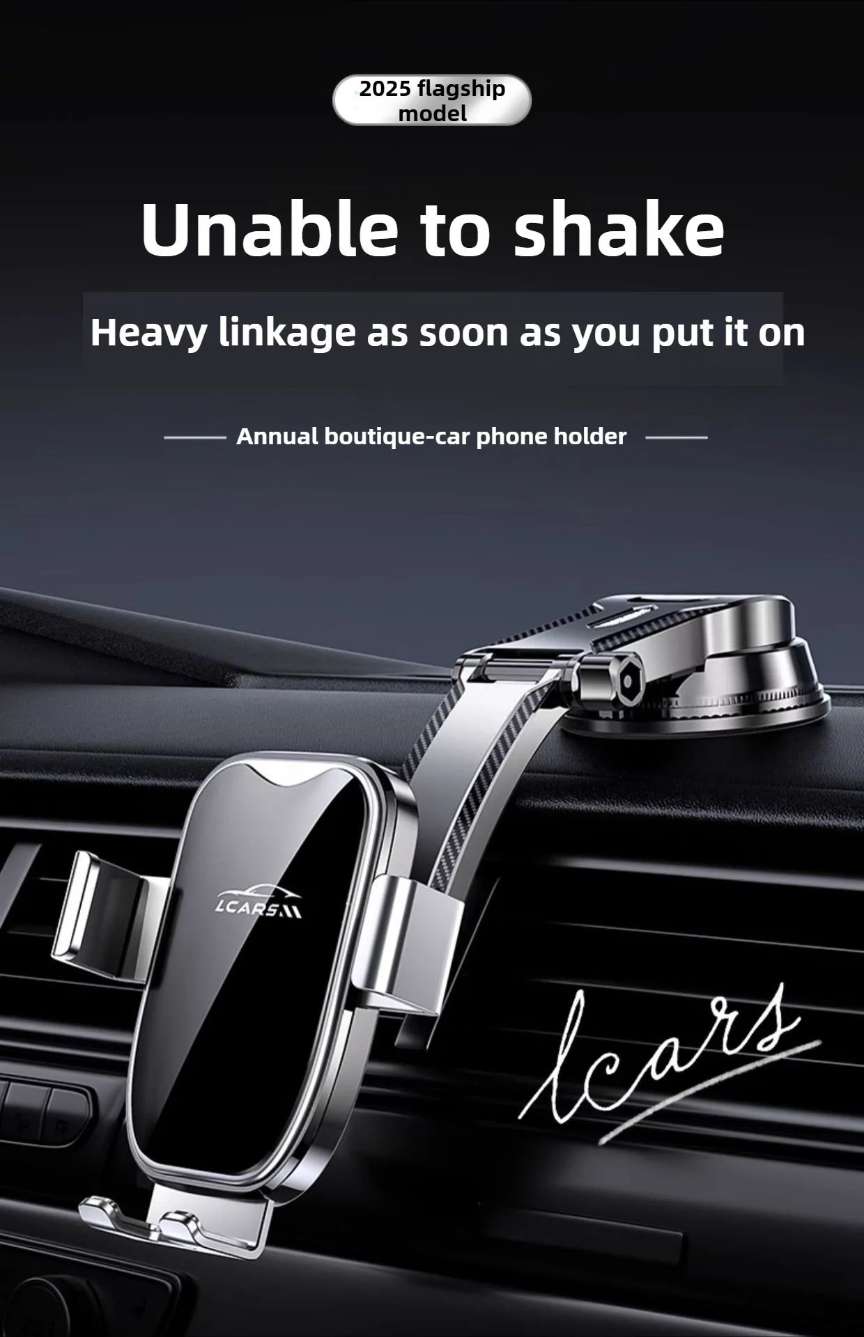 Adjustable Car Phone Holder – Universal Mount for Dashboard & Vent, Compatible with All Smartphones & Vehicle Models